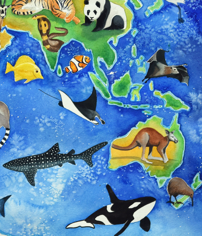 Animal Map of the World poster