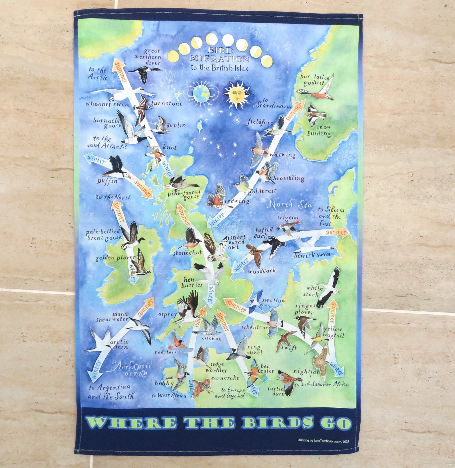 Bird Migration tea towel