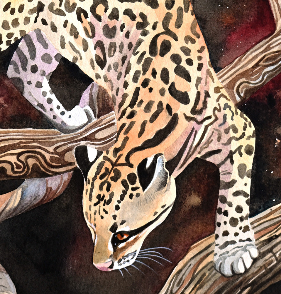 Detail of a painting of an ocelot