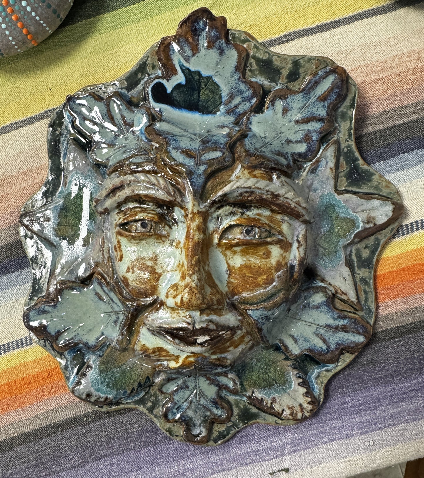 Green Man ceramic garden sculpture
