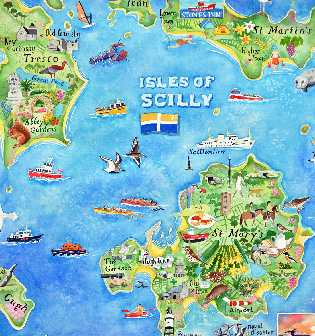 Isles of Scilly Map - central section