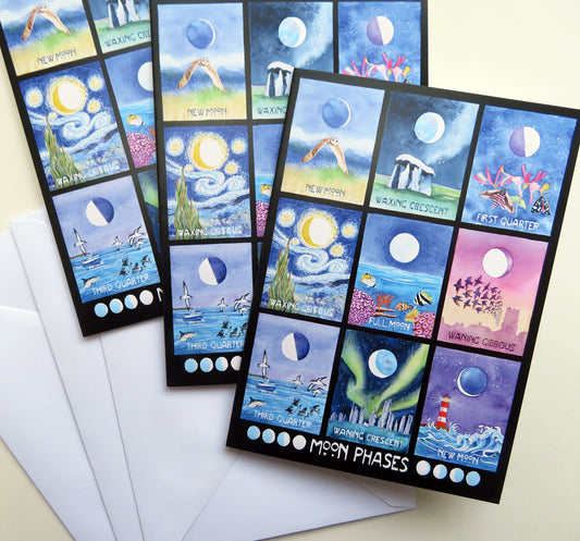 Moon phases greetings card