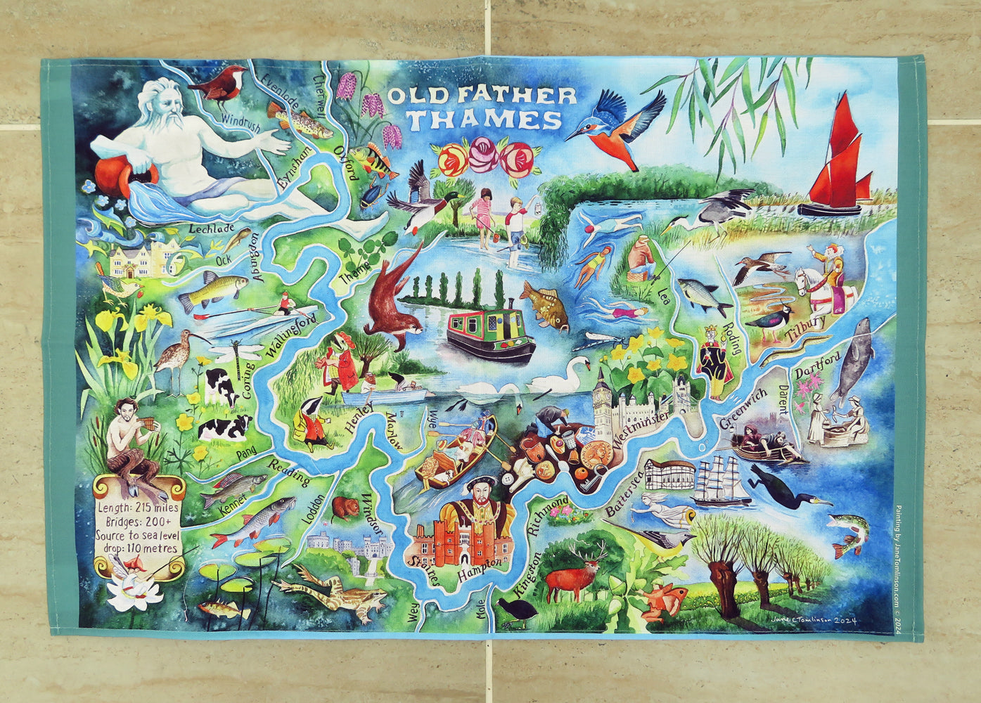 Old Father Thames tea towel