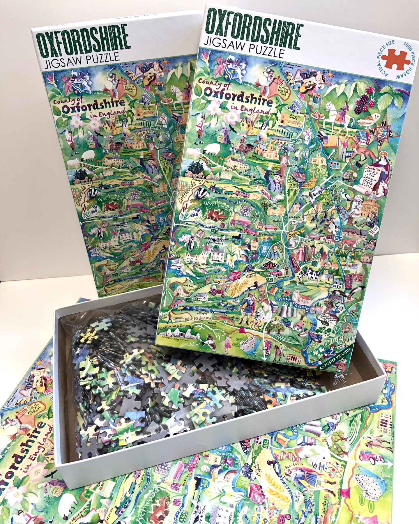 Oxfordshire map jigsaw puzzle with poster