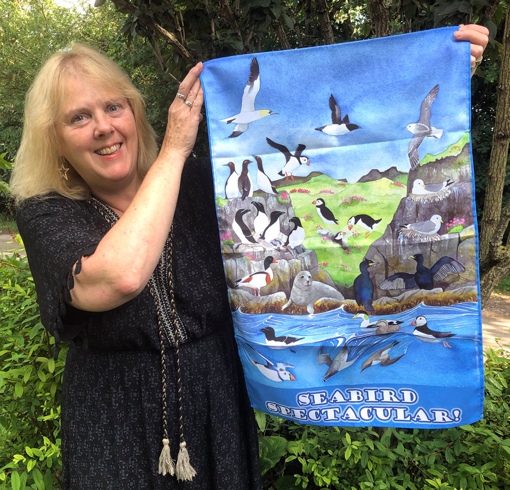 Seabirds tea towel