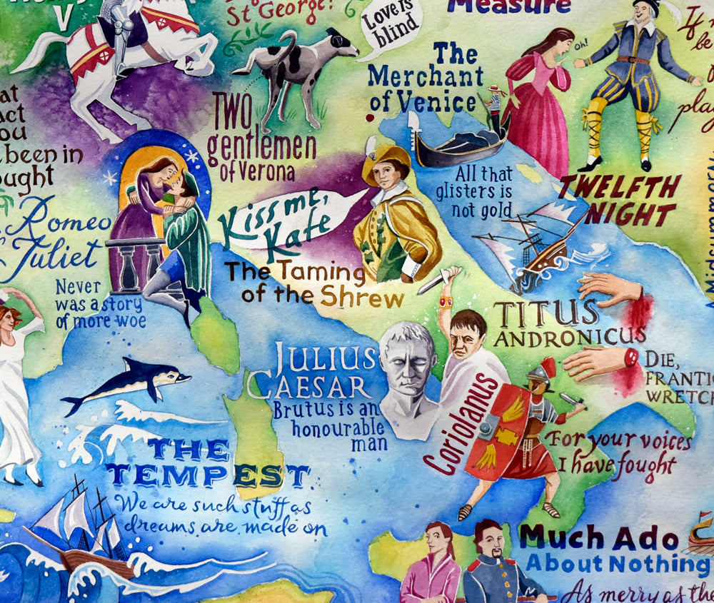 Map of Shakespeare's plays Italy