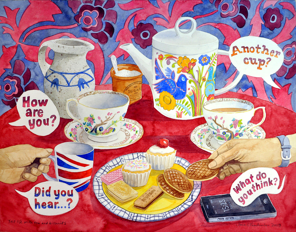 Still life with tea and biscuits