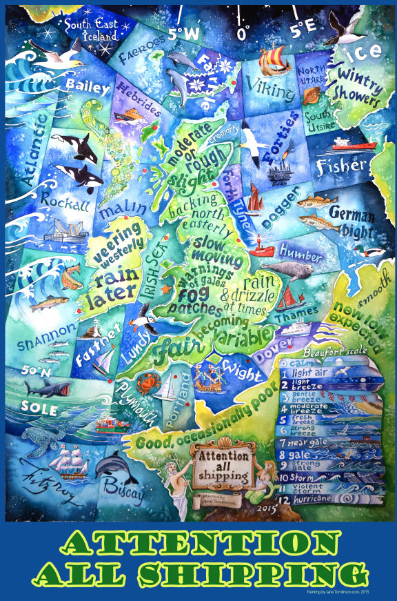 shipping forecast tea towel