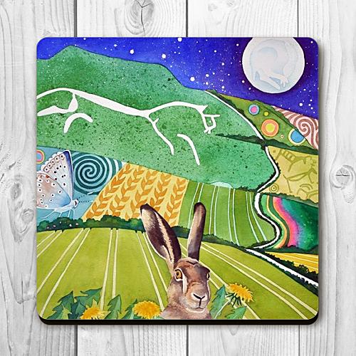 White horse hare coaster