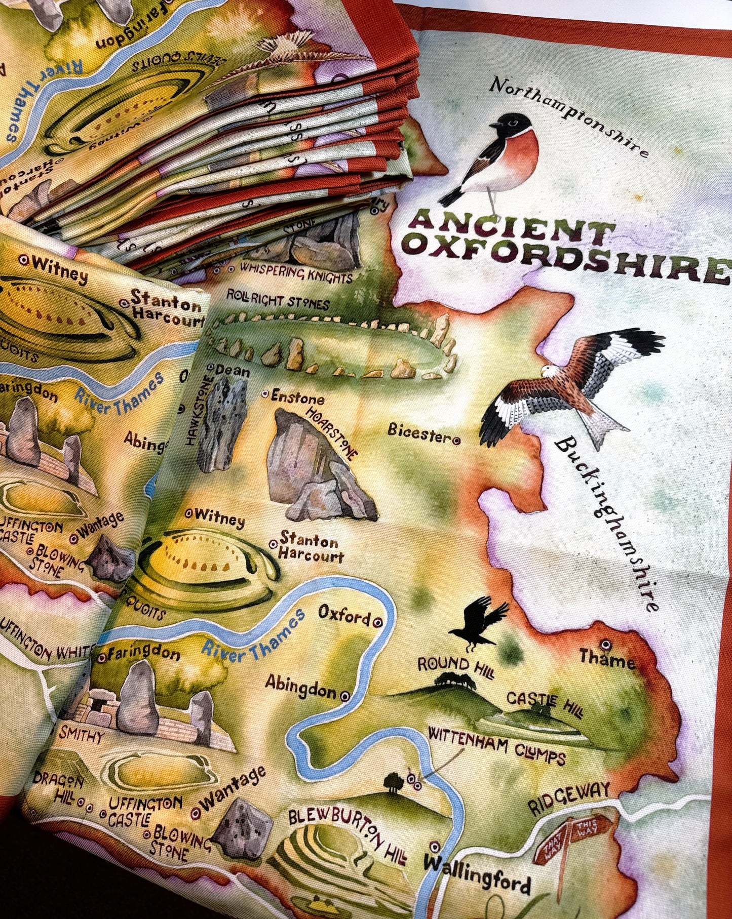 Ancient Oxfordshire tea towel