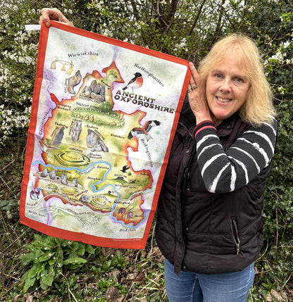 Ancient Oxfordshire tea towel with the artist