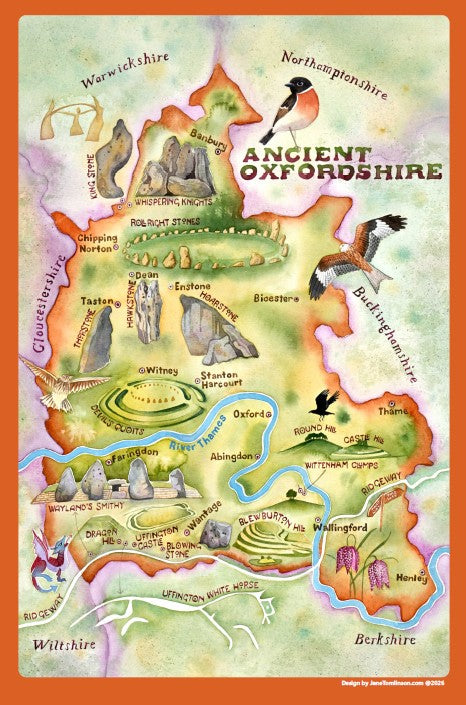 Ancient Oxfordshire tea towel