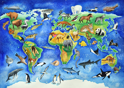 Animal Map of the World poster