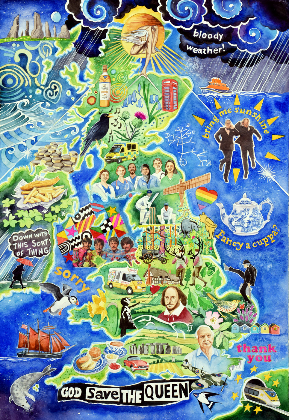 Best of British - a painting of 50 things to love about Britain