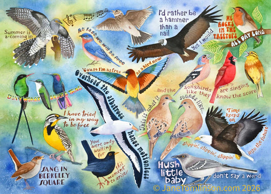 Bird songs - a painting about birds and music