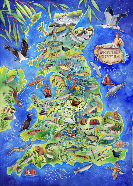 British rivers - a painted map by Jane Tomlinson