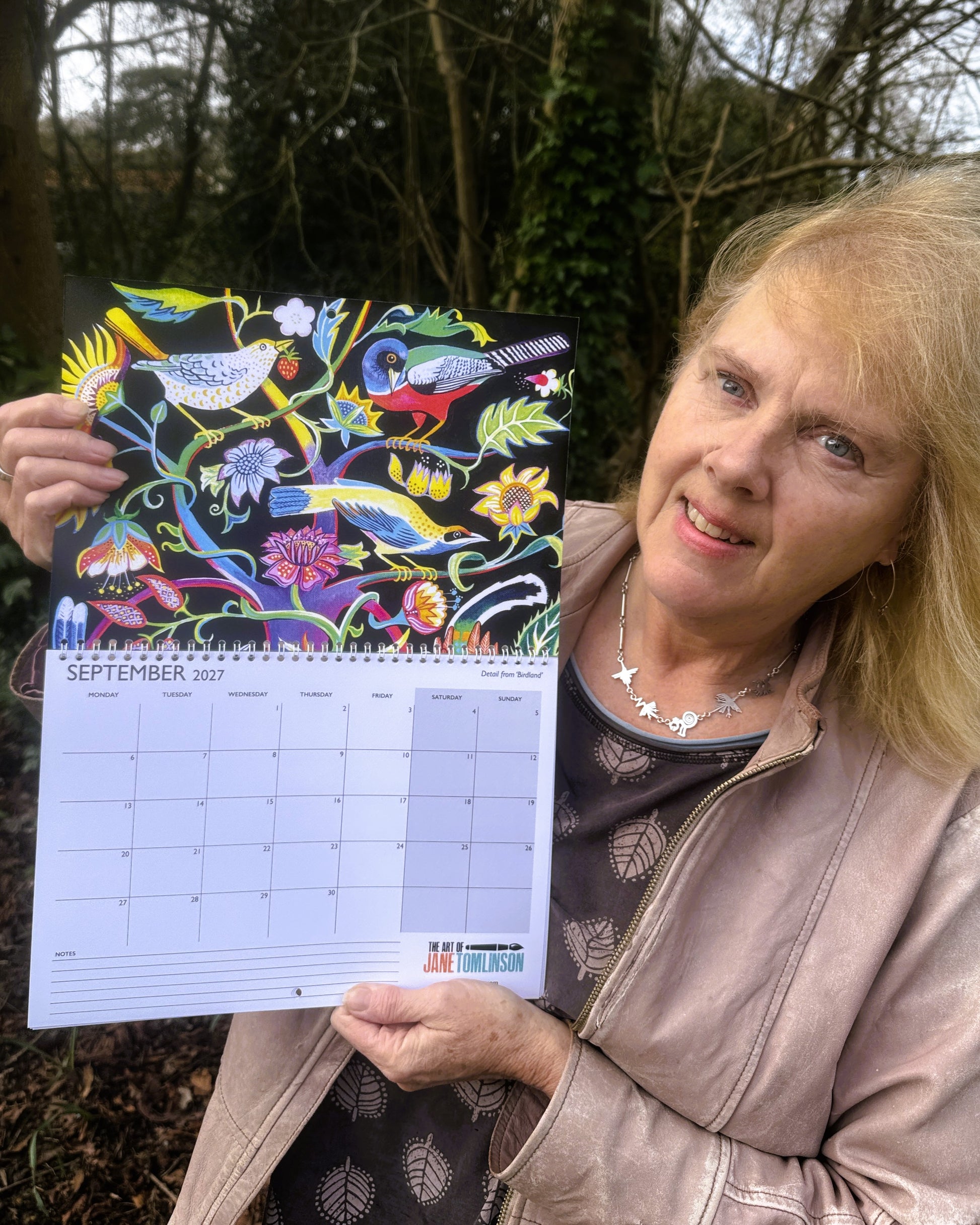 Calendar 2027 showing September, with the artist Jane Tomlinson