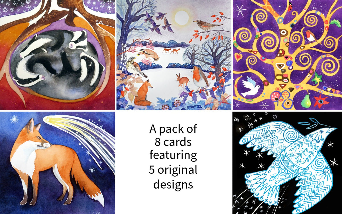 Winter greetings🎄🎁 a variety pack of EIGHT secular Christmas cards