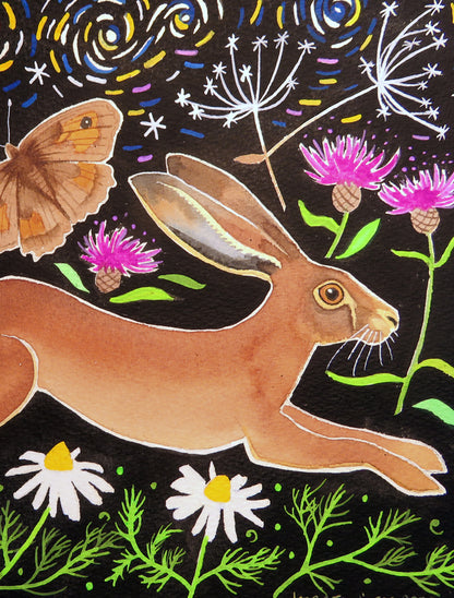 Hare and chamomile - a digital image for self-printing