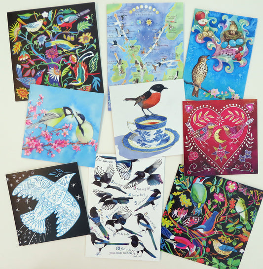A collection of birds greetings cards