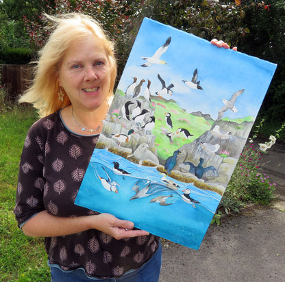 Seabird spectacular painting with the artist Jane Tomlinson