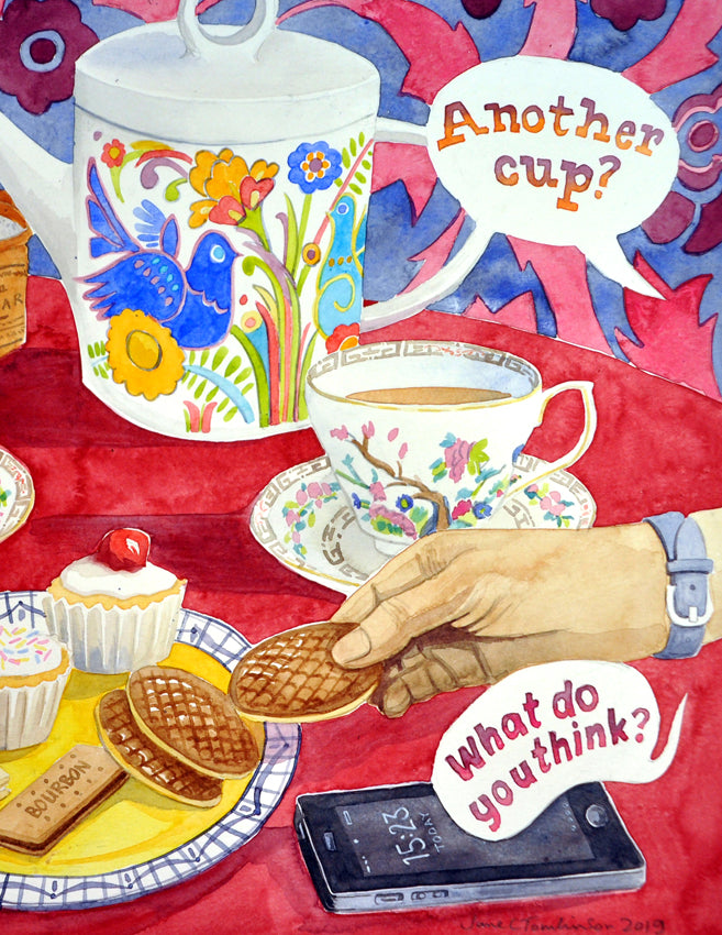 Still life with tea and biscuits - a digital image for self-printing