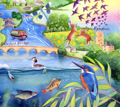 Detail from a painting called Take me to the river of Eynsham