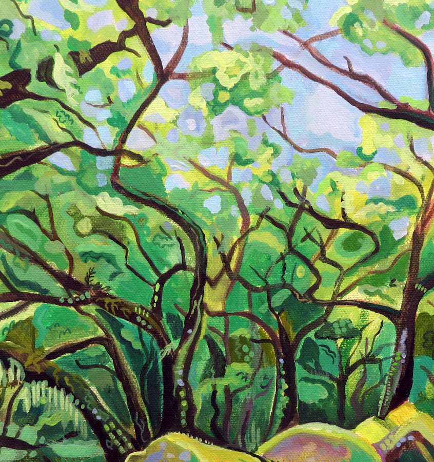 detail of a painting of Wistman's Wood 