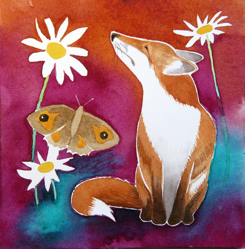 fox and meadow brown painting