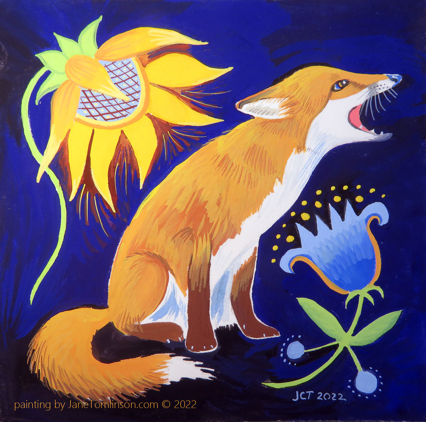 Fox calling - painting