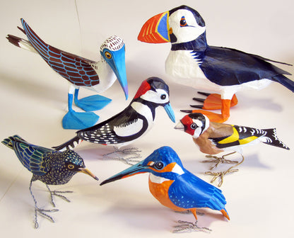 Paper mache birds by Jane Tomlinson