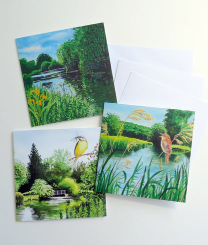 Down by the Riverside - a pack of 3 greetings cards