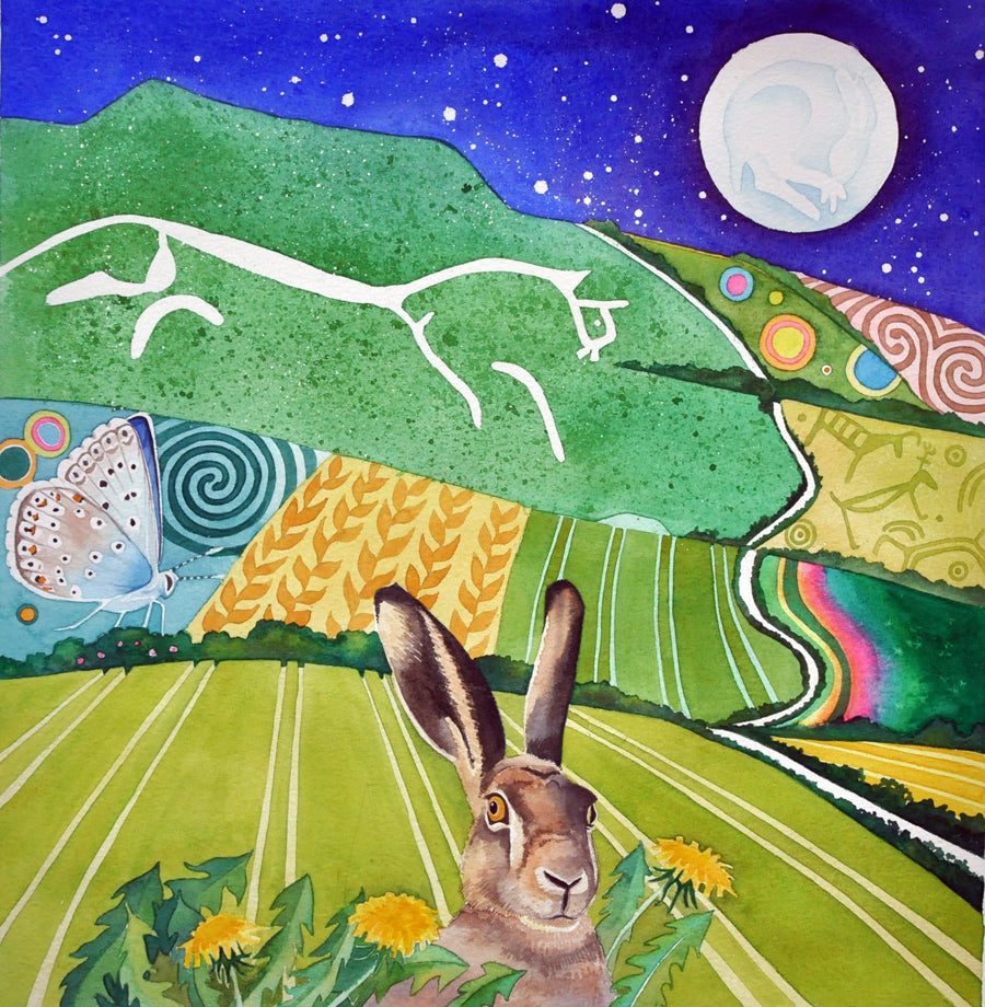 Uffington White Horse and a brown hare