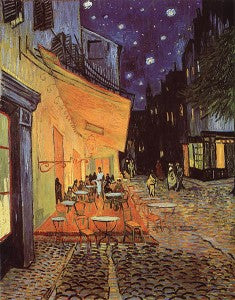 Cafe terrace at night