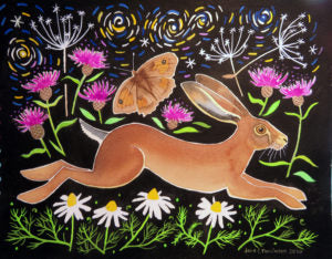 Hare and chamomile painting